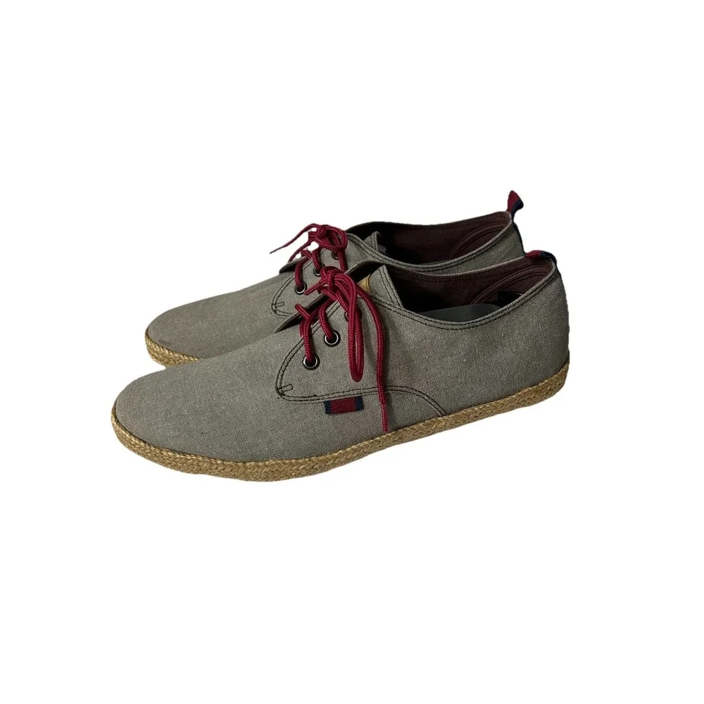Ben Sherman Men's 8.5 Espadrille Canvas Derby Shoes Gray Coastal‎ Preppy NWT